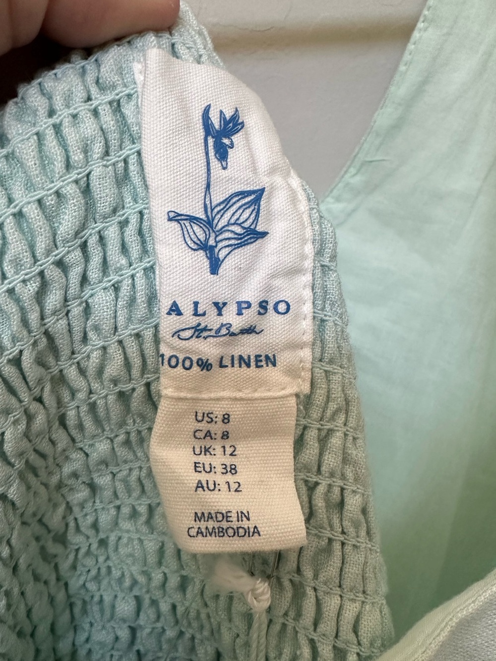 Calypso St. Barth 100% Linen Tropical Print Midi Dress Size 8 - Picture 7 of 7